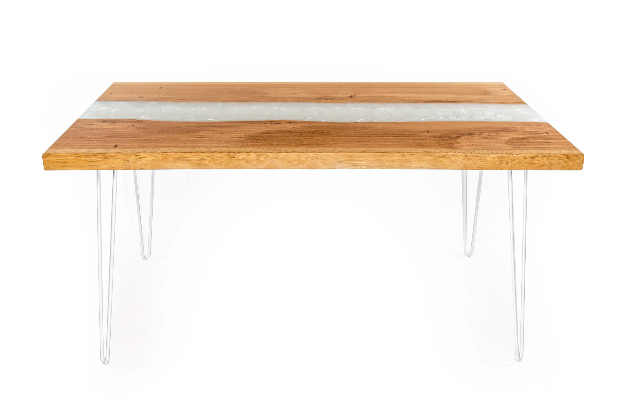 Aura - Tisch aus Eichenholz mit weißem Epoxidharz